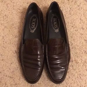 Tod’s Driving Shoes Dark Brown Leather Women 39
